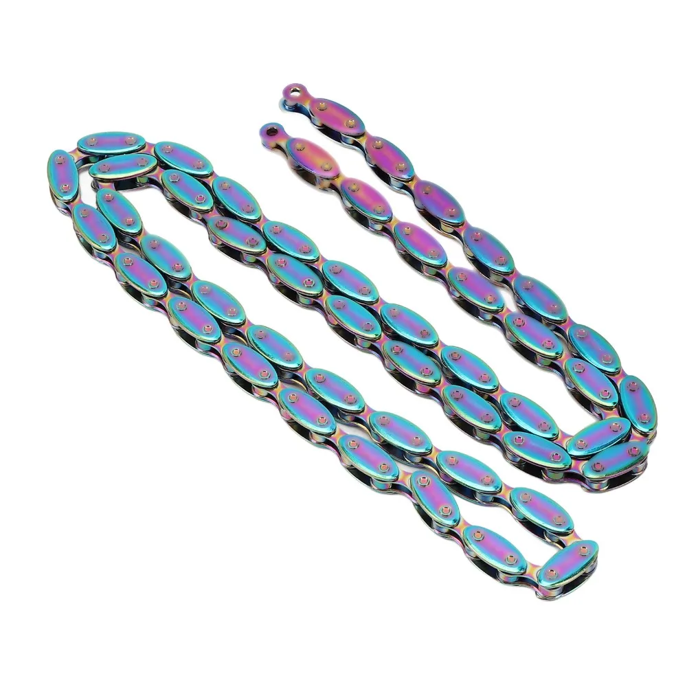 

Durable Rainbow Single Speed Bike Chain 100 Links Manganese Steel Fixed Gear Chain Rugby Cycling Chain Cycling Accessories