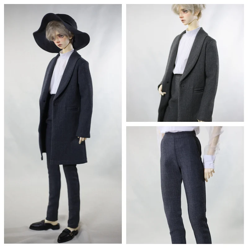 1/4 1/3 Scale BJD Clothes Accessories Coat + Trousers Set Outfit Grey Suit For BJD/SD MSD SD13 SD17 SSDF ID75 Uncle C1754