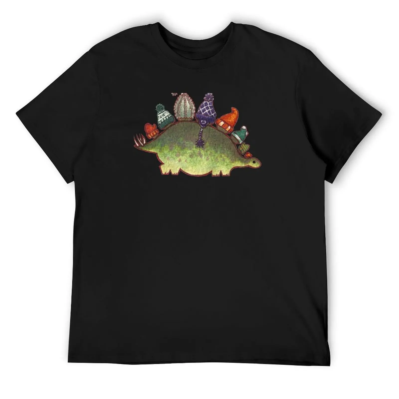 

Green Stegosaurus Derposaur with Hats T-Shirt Funny t-shirt graphic tee shirt oversized fitted t shirts for men