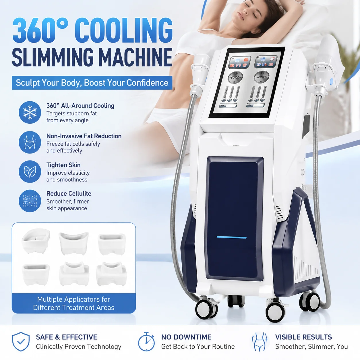 Fat Loss Machine Body Sculpting Machine 360 Degree Cooling Vacuum Roller Ultrasonic Cavitation RF Skin Tightening Equipment