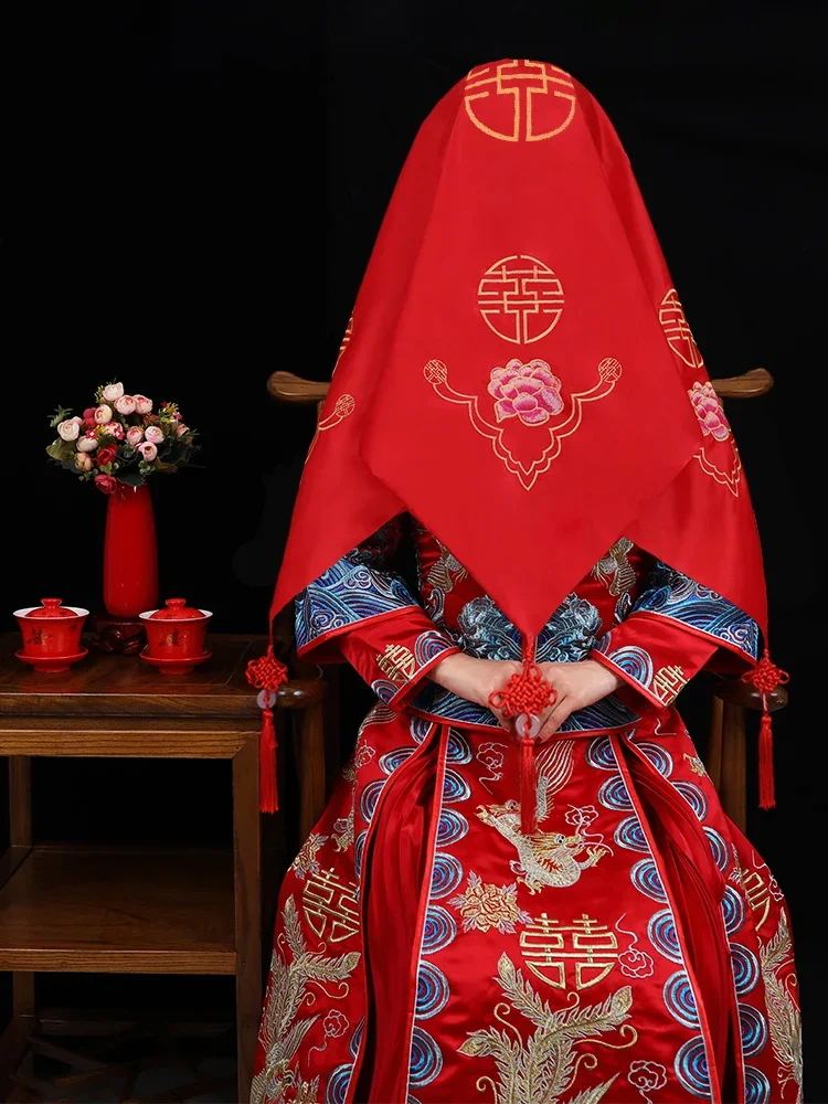 Wedding Red Hijab Chinese Xiuhe Bride