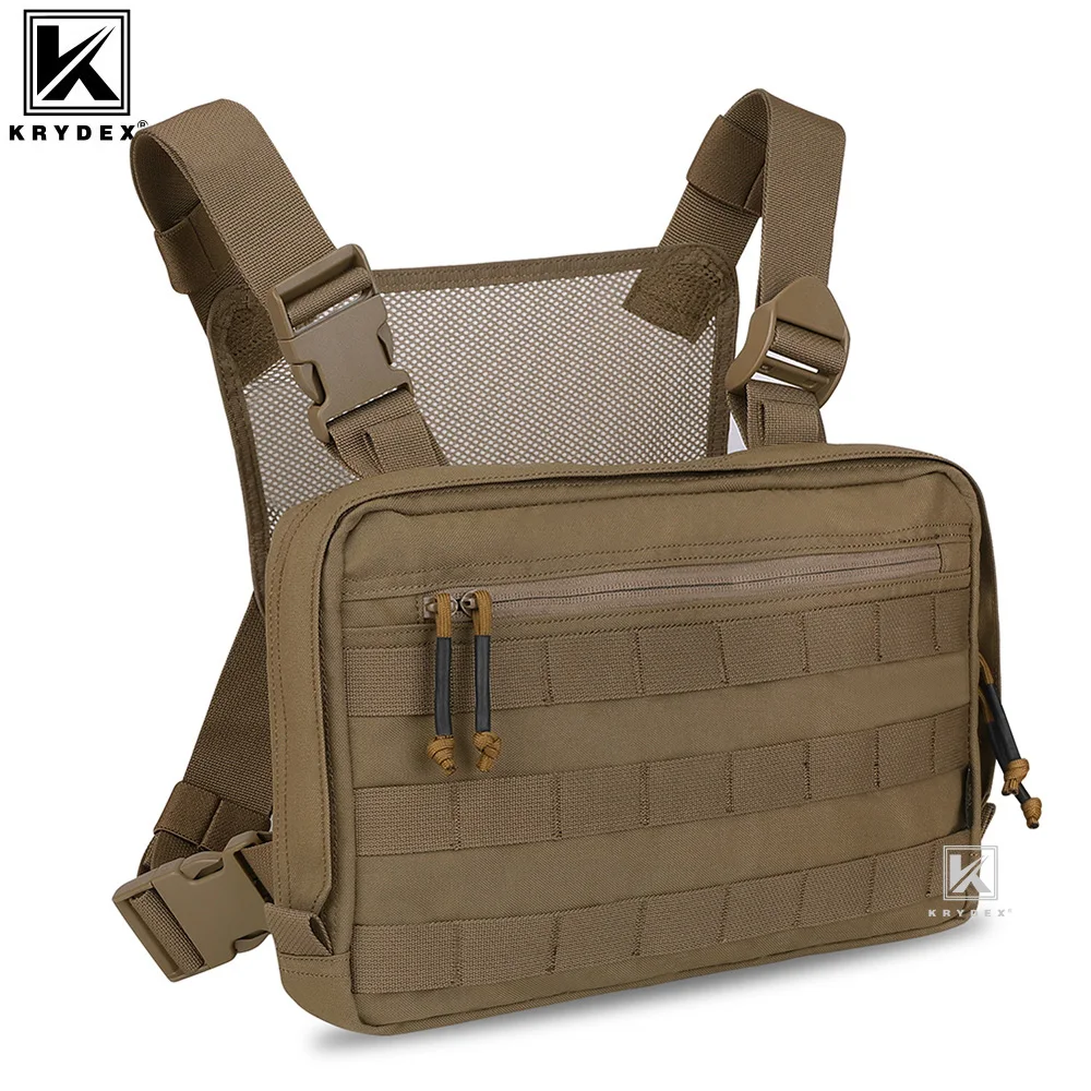 KRYDEX Tactical Chest Recon Bag Chest Rig For Men Outdoor Hiking Hunting Militay Molle Shoulder Chest Bag Storage Pouch CB