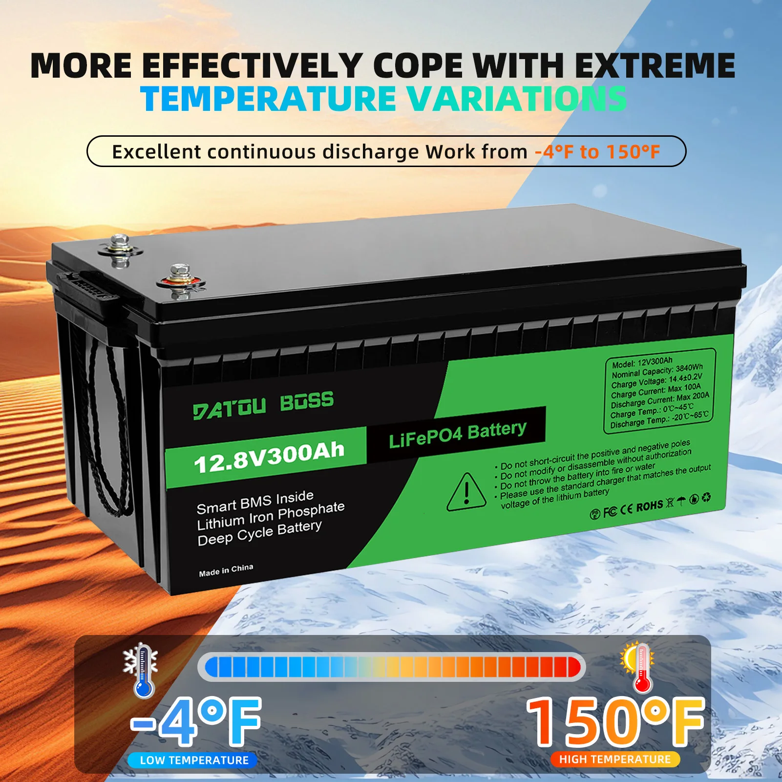 بطارية MFUZOP LiFePO4 12 فولت مع BMS 8000 دورة، بطارية ليثيوم 100 أمبير 200 أمبير 300 أمبير للمنزل المتنقل، النظام الشمسي، القارب، المنزلية، سول