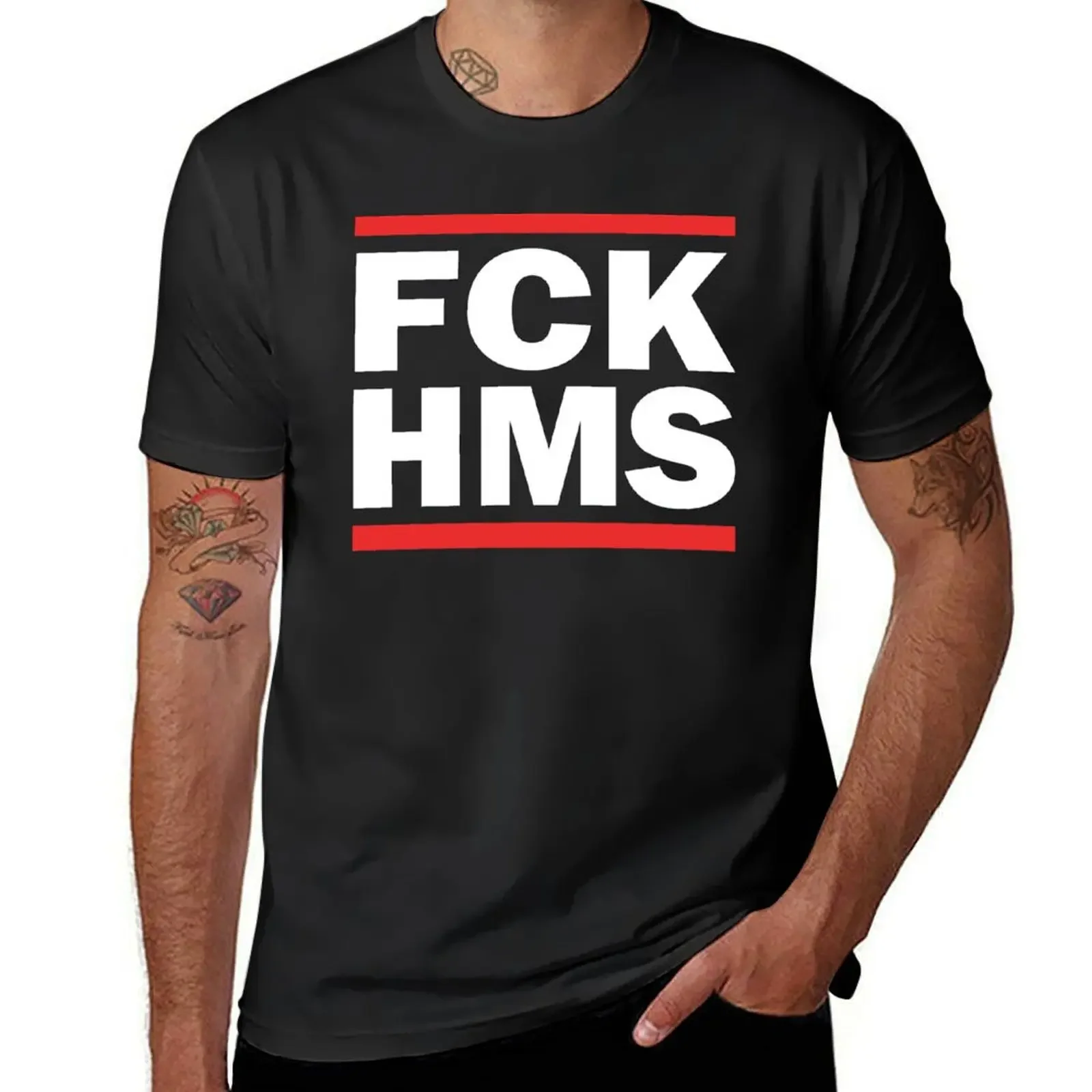 FCK HMS T-Shirt Sports Fans Customs Plain Cute Men Clothing Sweat Shirts Summer Casual Short Sleeve O-neck Tees