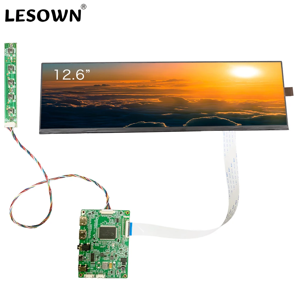 12.6 Inch IPS Touch Screen LCD Display Module Long Stretched Touchscreen 1920x515 HDMI Ultra Wide Stretched Bar Screen Display