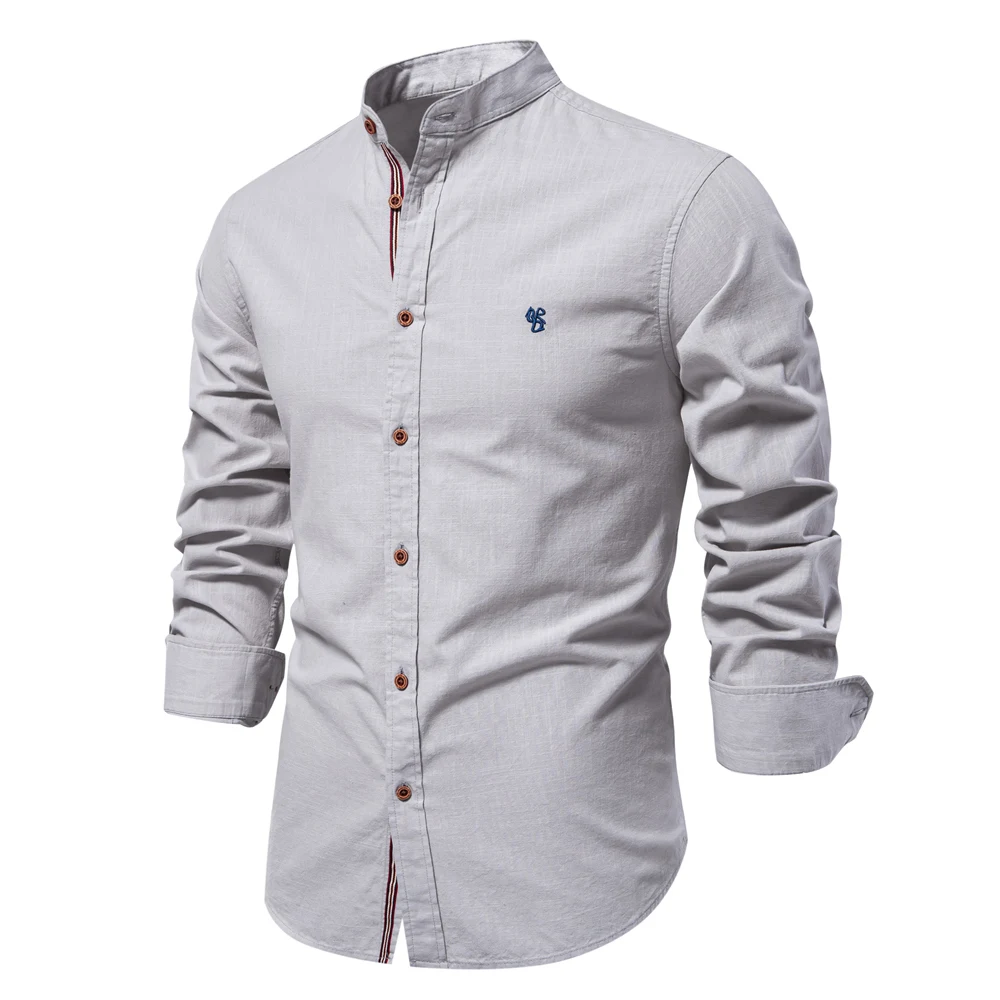AIOPESON Men's Solid Long Sleeve Casual Shirt 4