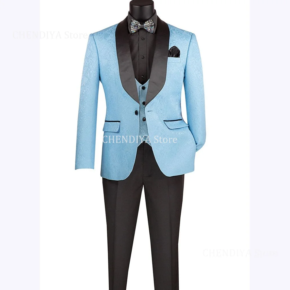 

Мужской костюм из трех предметов, элегантный костюм с шалью и лацканами на одной пуговице, свадебный наряд для жениха, деловой костюм для вечеринки, куртка, жилет, брюки