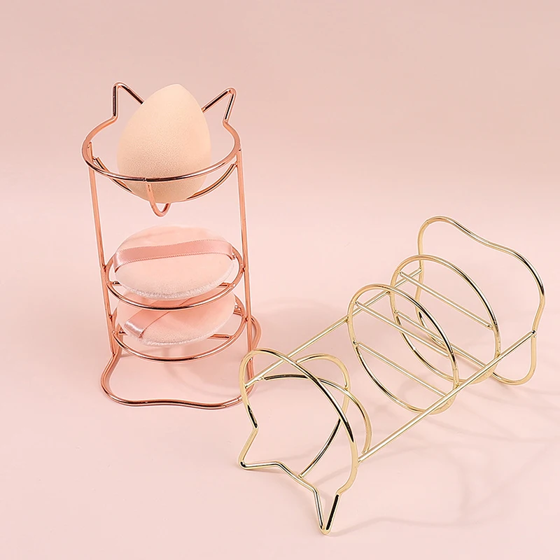 رف بيض مكياج معدني ، حامل إسفنجي ، عرض تجفيف ، خلاط بودرة منفوخة ، تخزين ، 3 طبقات #3