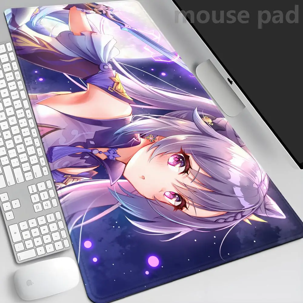 Genshin Impact Keqing Mousepad Large Gaming Mouse Pad LockEdge Thickened Computer Keyboard Table Desk Mat