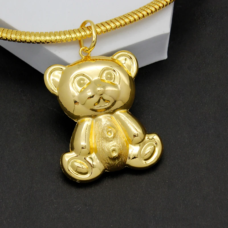 Necklace Teddy Bear Drop Earrings XL Size Pendant Women Gold Plated Bridal Wedding Jewelry Set Wholesale Copper Bijoux Gifts