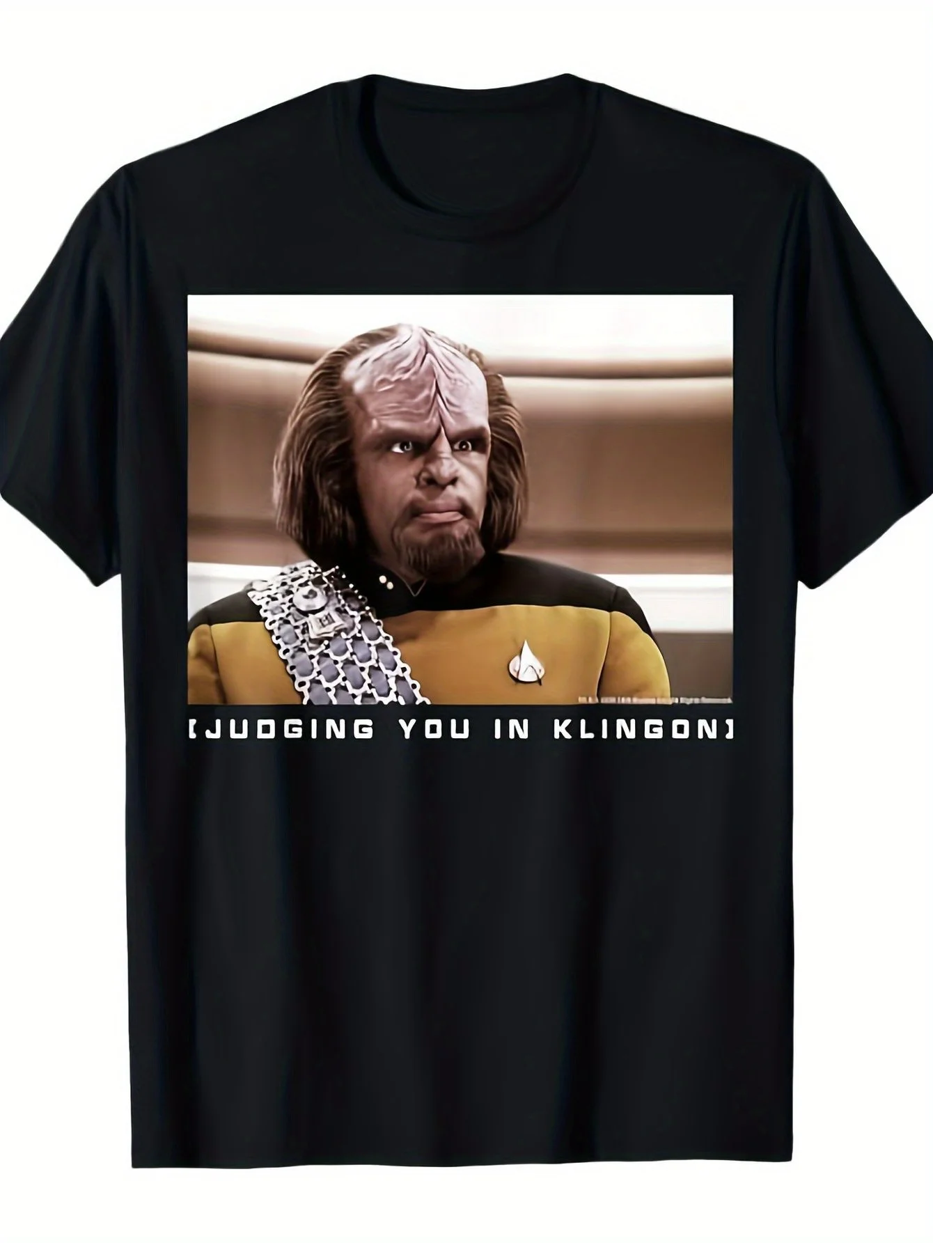 The Next Generation'S Worf يحكم عليك على تي شيرت كلينجون، 100% قطن، تي شيرت كندي، تي شيرت عيد الأم، 180 جرام S-XXXL، أسود