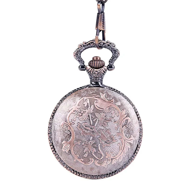 1054 Antico redRunning Steam Train Orologio da tasca Catena Abito in metallo Casual Uomo Donna Orologio da taschino Moda antica