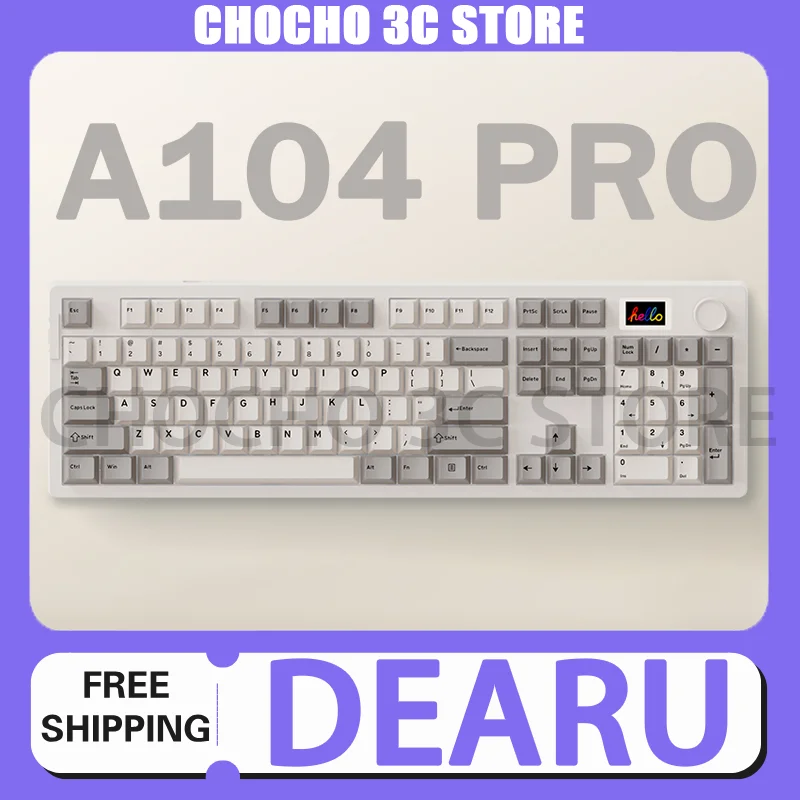 

Механическая клавиатура Dearu A104pro, 8k, Tft-экран, вишневая Проводная клавиатура, настроенная Rgb-клавиатура для настольного компьютера, подарки