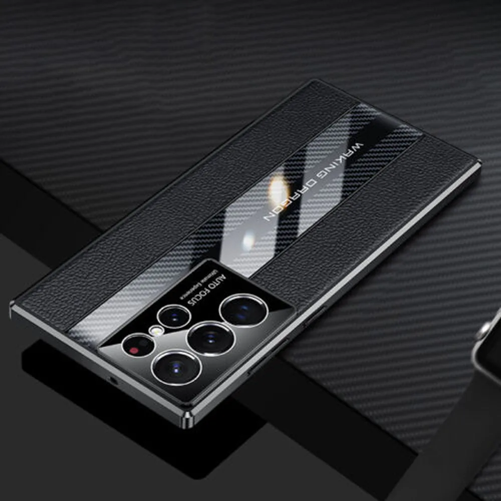 Luxury Ultra-thin Leather Cover For Samsung Galaxy S22 S23 Ultra S21 Plus 5G Case Camera Protection Shockproof Phone Coque Funda