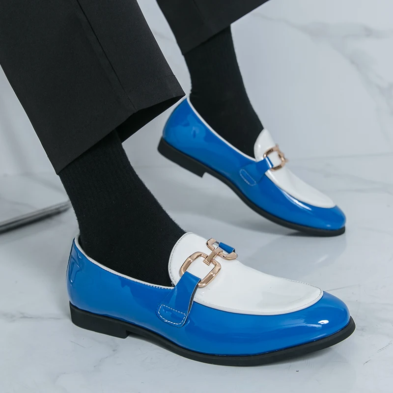 

Fashion Metal Buckle Street Style Men's Casual Loafers Quality Anti Slip Soft Comfort Travel Leather Shoes Outdoor Driving Shoes