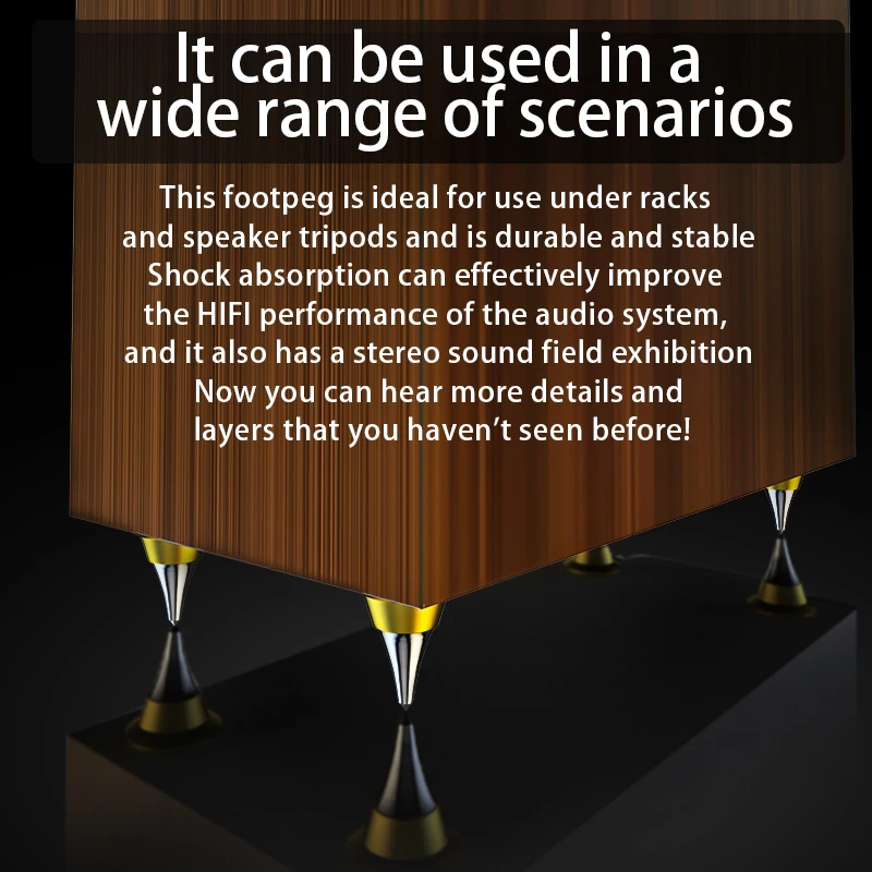Os pinos de pé de liga de alumínio e aço inoxidável M6/M8 são usados para absorção de choque e estabilidade dos amplificadores de potência do alto-falante