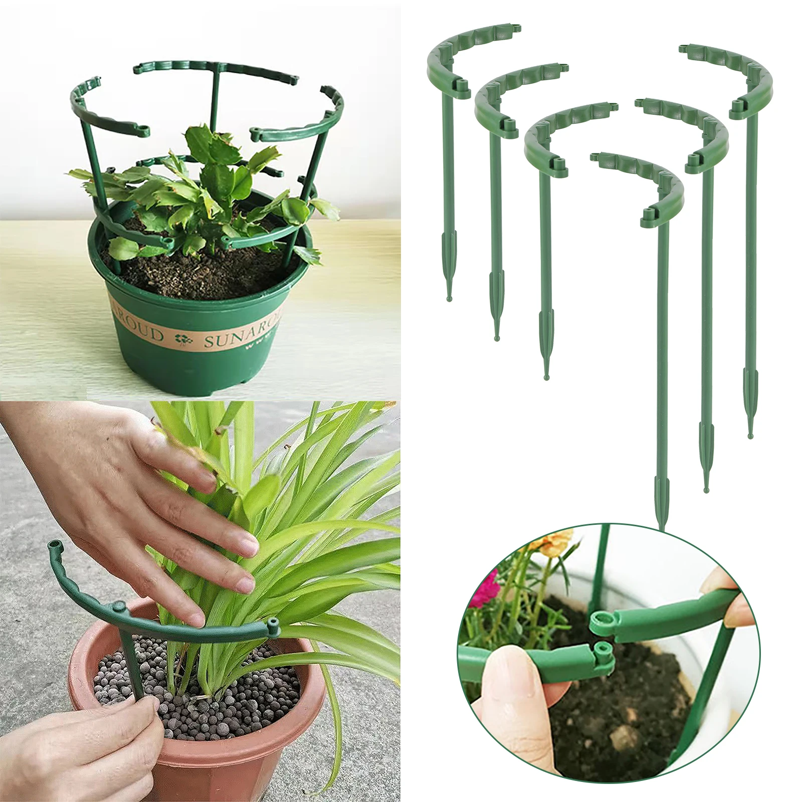 

2/3/4/6PCS Plant Support Pile Frames U-shaped Flower Stand Holders Plastic Indoor Flower Plant Vine Climbing Fixing Rods