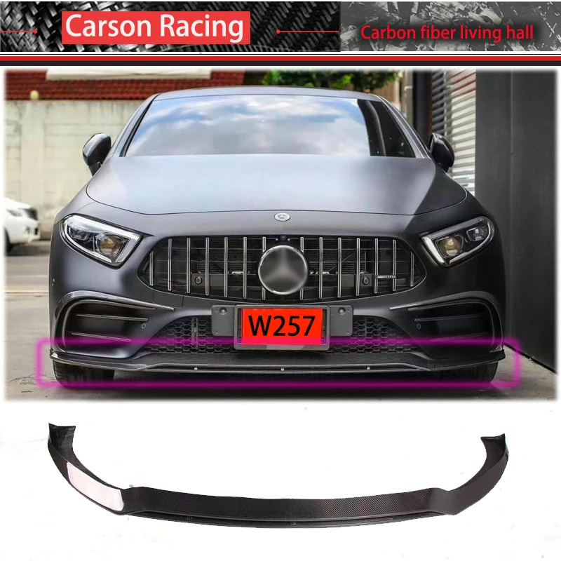 For Mercedes Benz CLS Class C257 CLS260 300 350 2019 UP Real Carbon Fiber Front Bumper Lip Spoiler Diffuser