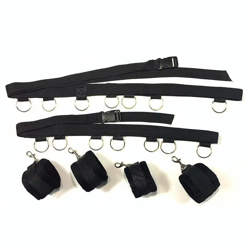 【AD】Bed Restraint Set Couple Sex Toys Bondage Handcuff Kit Adult Game Tool 18+ Erotic Tie Downs Arm Ankle Eyeblinder  Sextoy