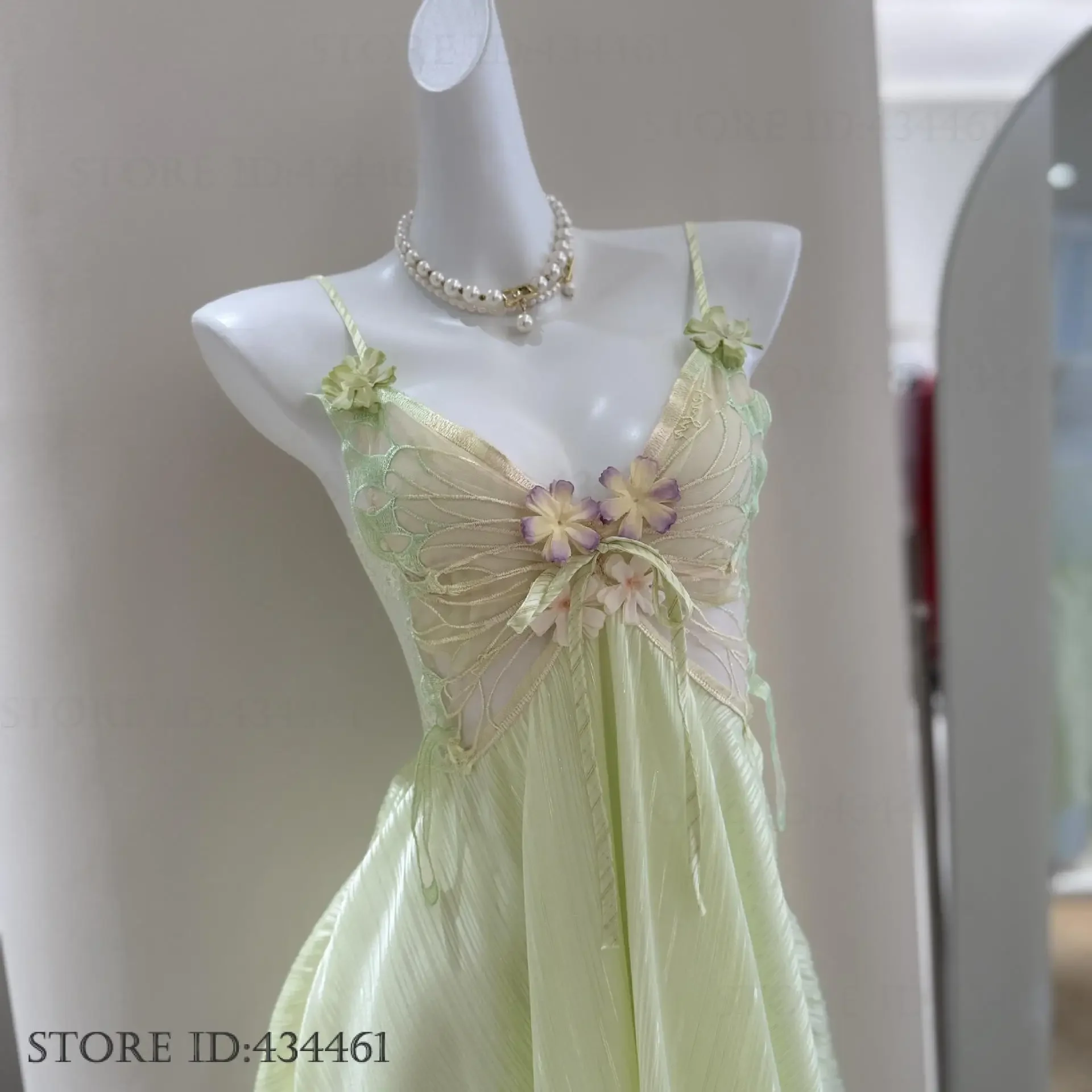 الجنية قزم الحمالة ثوب النوم الملابس الداخلية مثير فراشة الدانتيل قميص النوم باس النوم ملابس المنزل الصيف ملابس نوم نسائية جديدة #3