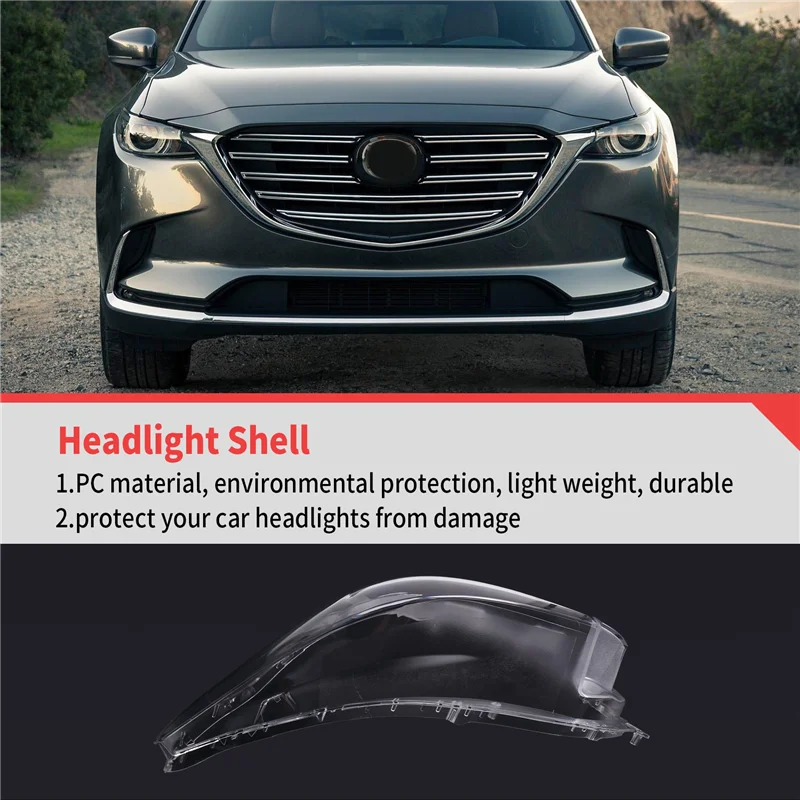سيارة العلوي قذيفة قناع غطاء لمازدا CX9 2016-2021 كشافات شفافة عدسة عاكس الضوء #5
