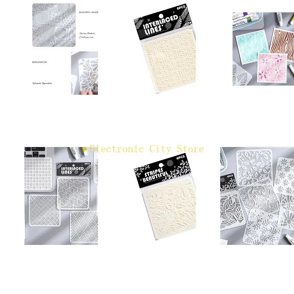 6 PCS Hollow Out PEINTURE POCHEMENTS FORMES MODÈLES DROIS MODEAUX PORCONS HU8D