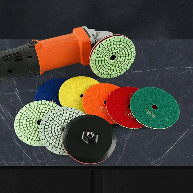 7 Stück/Set 4-Zoll Flexible Polierpads 100mm Nass-Polierpad Granit Marmor Schleifscheibe – Detail 9