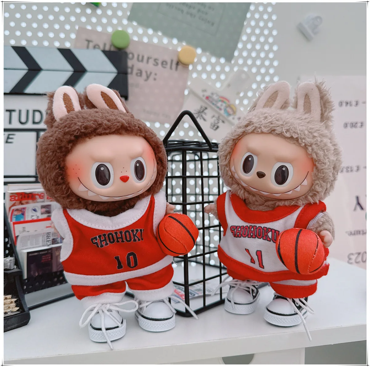 10cm Kawaii Basketball Clothes for Idol Doll Cute White Red Basketball Clothes Cartoon Plush Doll Can Change Clothes Game Gifts