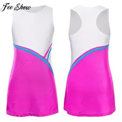 Dzieci dziewczynki tenis Golf Sport Sundress letnia joga na świeżym powietrzu sportowa sukienka bez rękawów do tenisa Golf Badminton taniec cheerleaderek