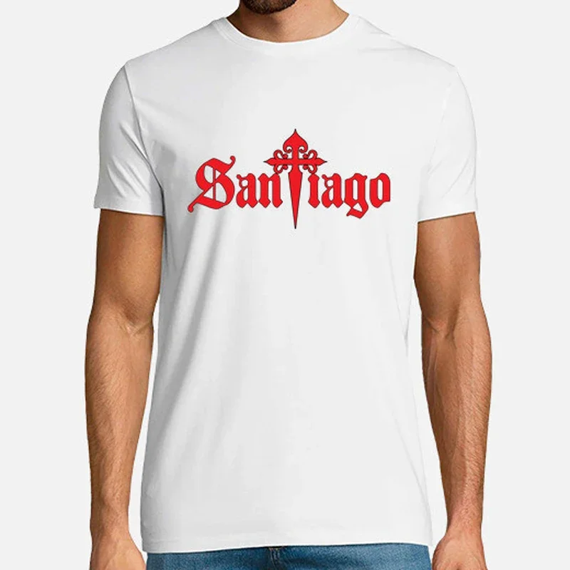 Santiago Cross T-Shirt Short Sleeve Casual 100% Cotton O-Neck Summer Mens T-shirt Size S-3XL