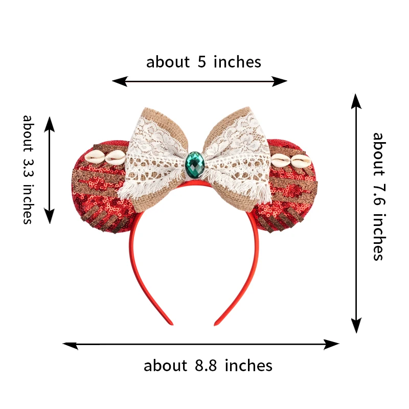 Cute Moana Ears Headbands For Kids Hook Bow Maui Hair Accessories Women Frangipani Flowers Hairband Girl Spiral Conch Headwear view 3