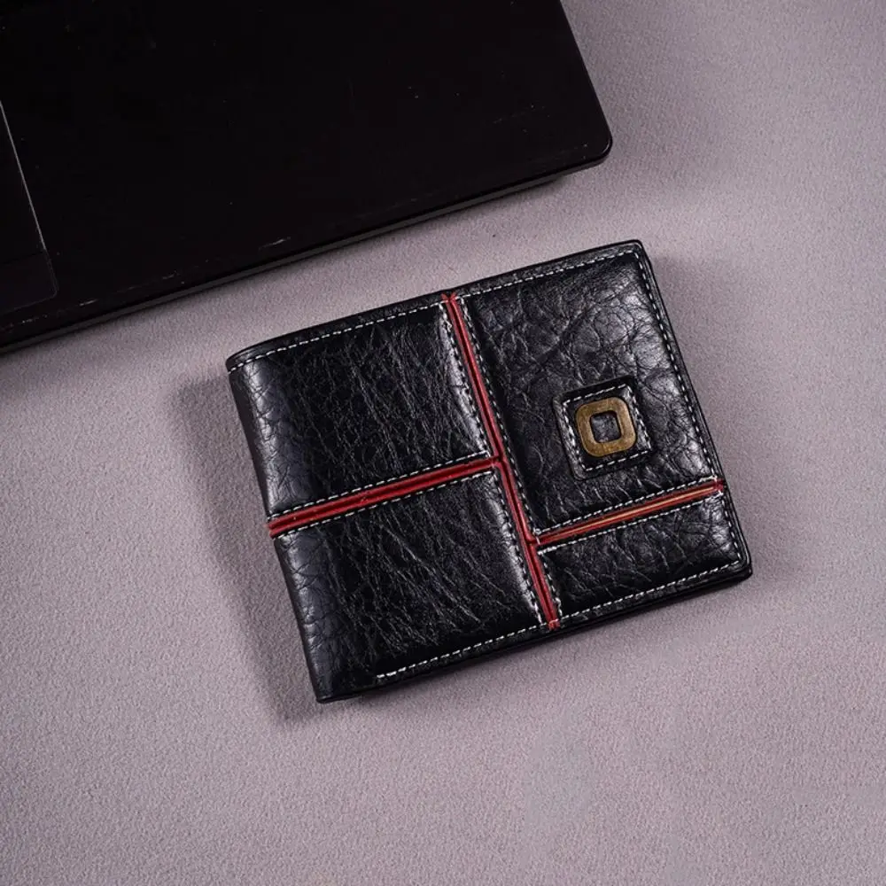 

Fashion Classic Men's Short Wallet Business Casual Male Bifold Wallets Pu Leather Solid Color Coin Pocket Daily