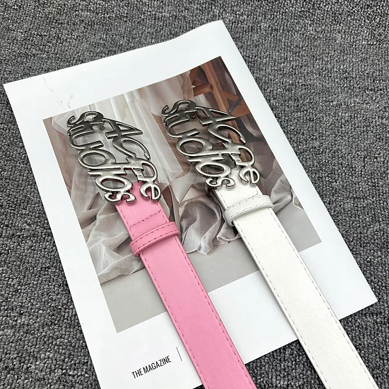 Vrouwelijke tailleband legering gesp pin gesp jeans zwarte riem chique luxe merk dames vintage riem lederen riem voor dames