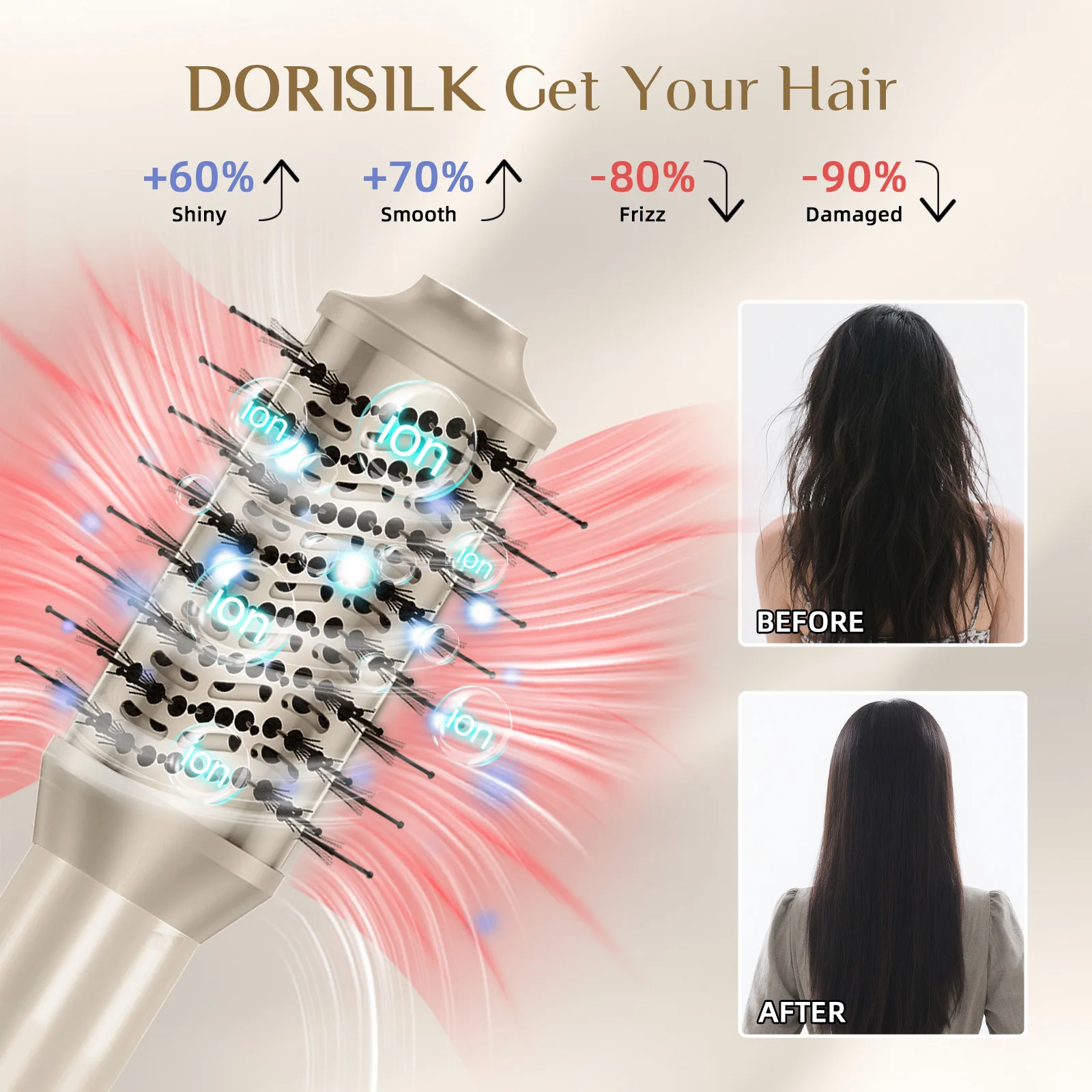 فرشاة مجفف الشعر بدون فرش 8 في 1 مجفف شعر مع موزع مجفف نفخ أيوني مشط تصفيف الهواء الساخن مموج الشعر #6