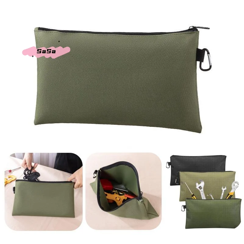 

S-1Pc Multipurpose Storage Tool Pouches Premium Tool Bag With Zipper And Carabiner For Camping Woodworking Electrician Gardening