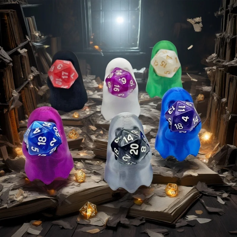 

DND D20 Держатель для игральных костей для настольных игр Коробка для хранения игральных костей для подарка на Хэллоуин Держатель для игральных костей в форме призрака
