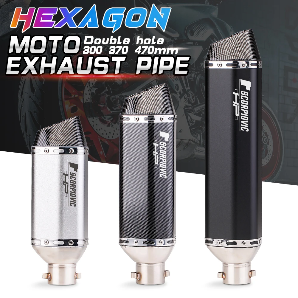 Universal Motorcycle Exhaust Muffler Pipe Tube For YZF R1 R3 R6 Z400 Nvx Nmax PCX125 GSR750 tmax530 300MM 370MM 470MM