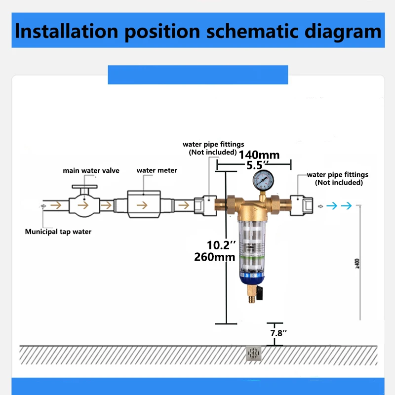 Water Filter Full-Automatic Timing Automatic Rotary Scrubbing Backwashing 3 T/h Large Flow Pre-Filter Central Water Purifier