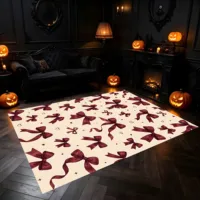 Sweet and Cute 2D Velvet Burgundy Bow Rug, Perfect for the Living Room, Bedroom, or Bedside, Adding a Festive Touch to Autumn and Winter. 5