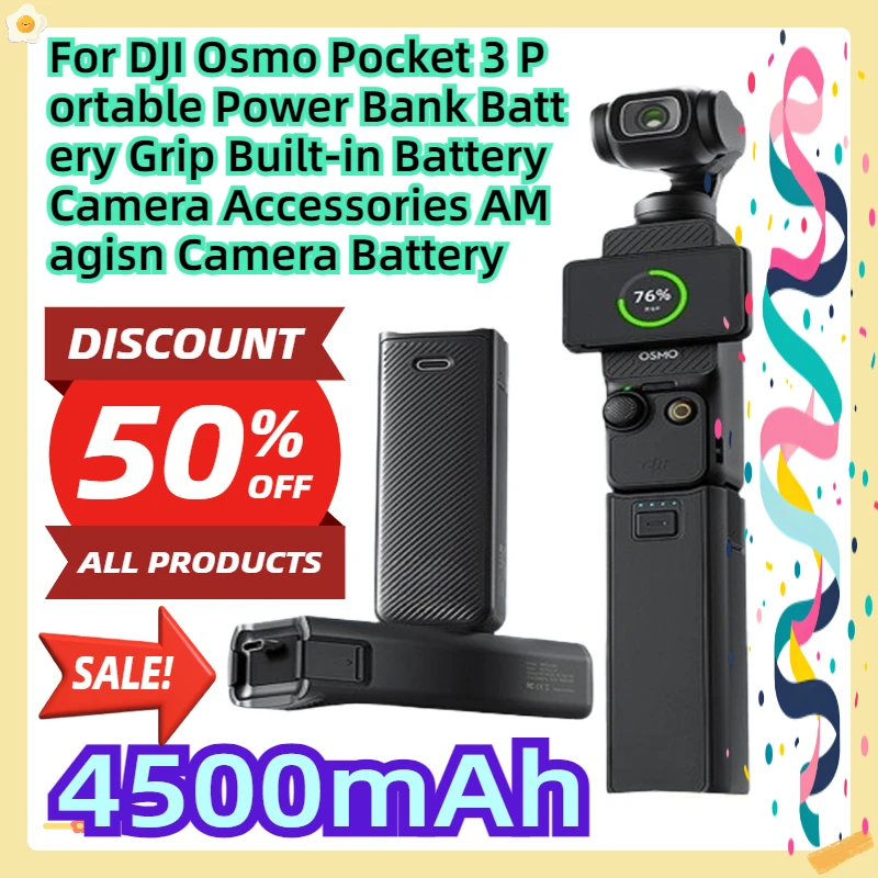 For DJI Osmo Pocket 3 Portable Power Bank Battery Grip Built-in 4500mAh Battery Camera Accessories AMagisn Camera Battery