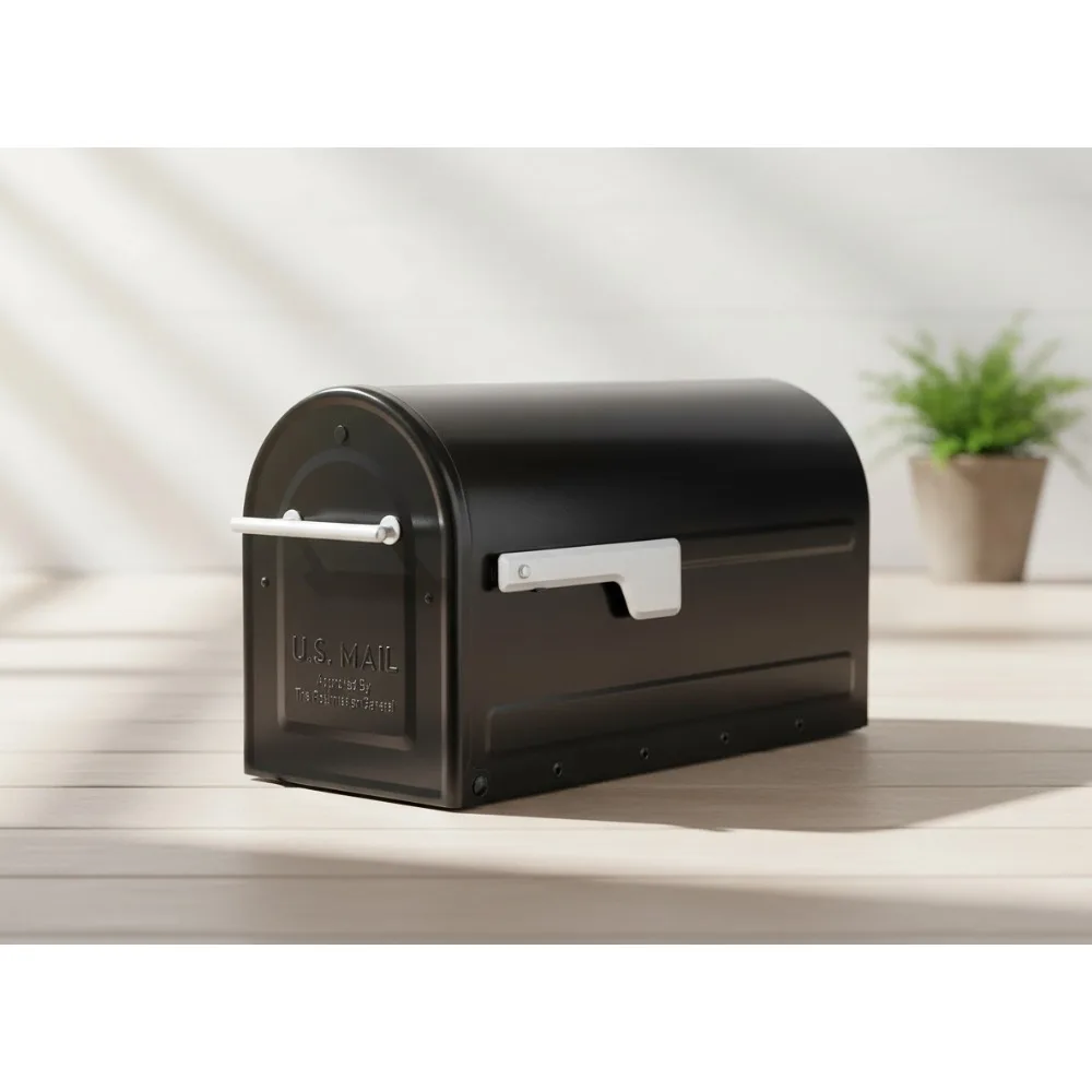 

Large Black Post Mount Mailbox for Outdoor Home, Durable Weatherproof Security Mail Delivery