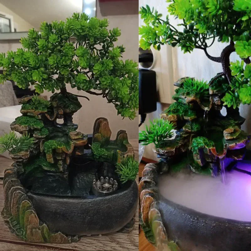 Table Fountain Atomizing Desktop Waterfall Air Humidifier for Discharge Decoration Office Home DeskTabletop Ornaments Mist