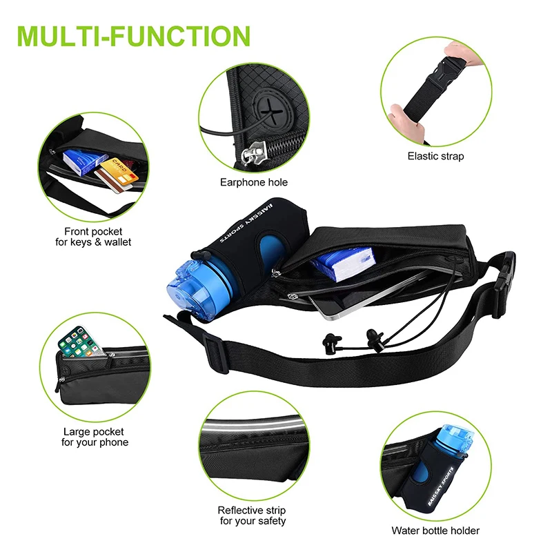 Marathon Running Sports Waist Pack Pouch For iPhone 14 13 12 11 Pro Max 14Plus Women Men GYM Water Bottle Holder Fanny Waist Bag