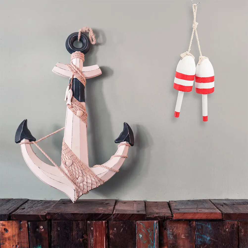 Nautical Wall Decor 2 Piece Vintage Light Blue Fishing Float Buoy Set for Beach Coastal Living Room Bedroom