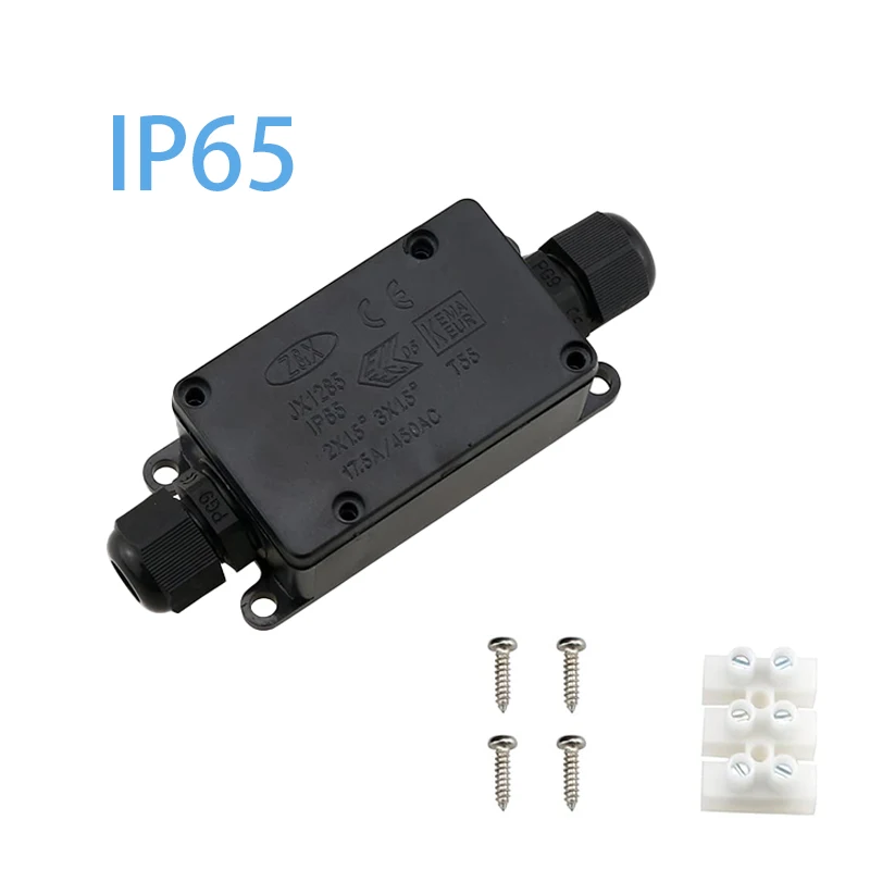 3pcs 2Way IP65 Waterproof Outdoor Junction Box 450V17.5A PG9 for Outdoor Underground Cable Line Power Cord Connector Protection