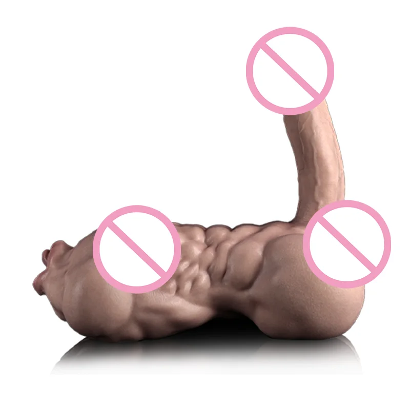 JYBL Muscular Male Torso Masturbator Realistic Body Pocket Pussy with Dildo Adult Toy for Men