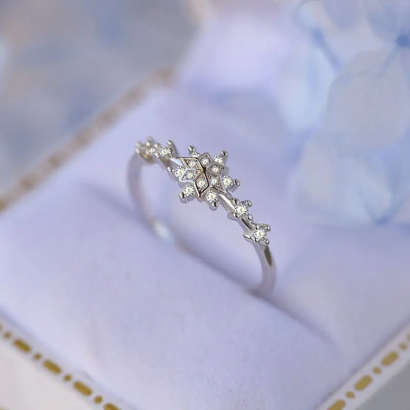 D Color VVS1 Moissanite Ring for Women Wedding Fine Jewelry 925 Sterling Silver Engagement Snowflake Rings Gifts