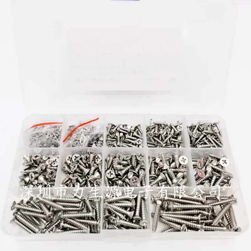 620pcs  M2 M3 M4 Self-Tapping Screw 304 Stainless Steel Phillips Flat Head Wood Screws Assortative Kit Fitment Tool accessories