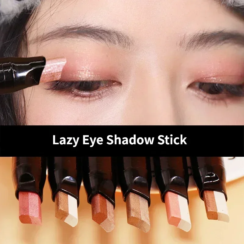 2 in 1 Gradient Dual Color Lazy Eyeshadow Stick Big Eyes Makeup Eye Makeup Retouching Waterproof Smudge-proof Eyeshadow Stick