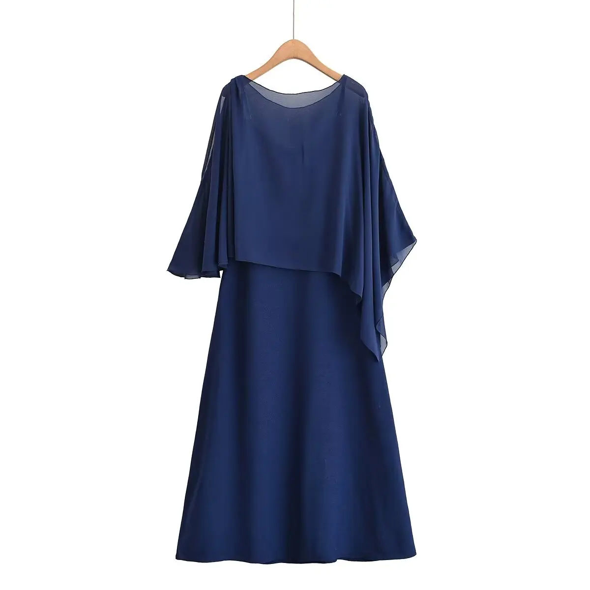 فستان نسائي جديد لعام 2025 بتصميم كيب شيفون مريح بكتف واحد فستان نسائي مريح ومتعدد الاستخدامات بكتف واحد